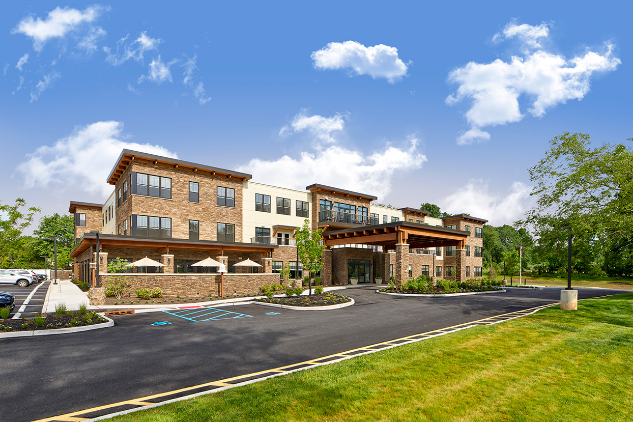 Exterior of The Chelsea at New City in Rockland County, NY for Assisted Living and Memory Care.