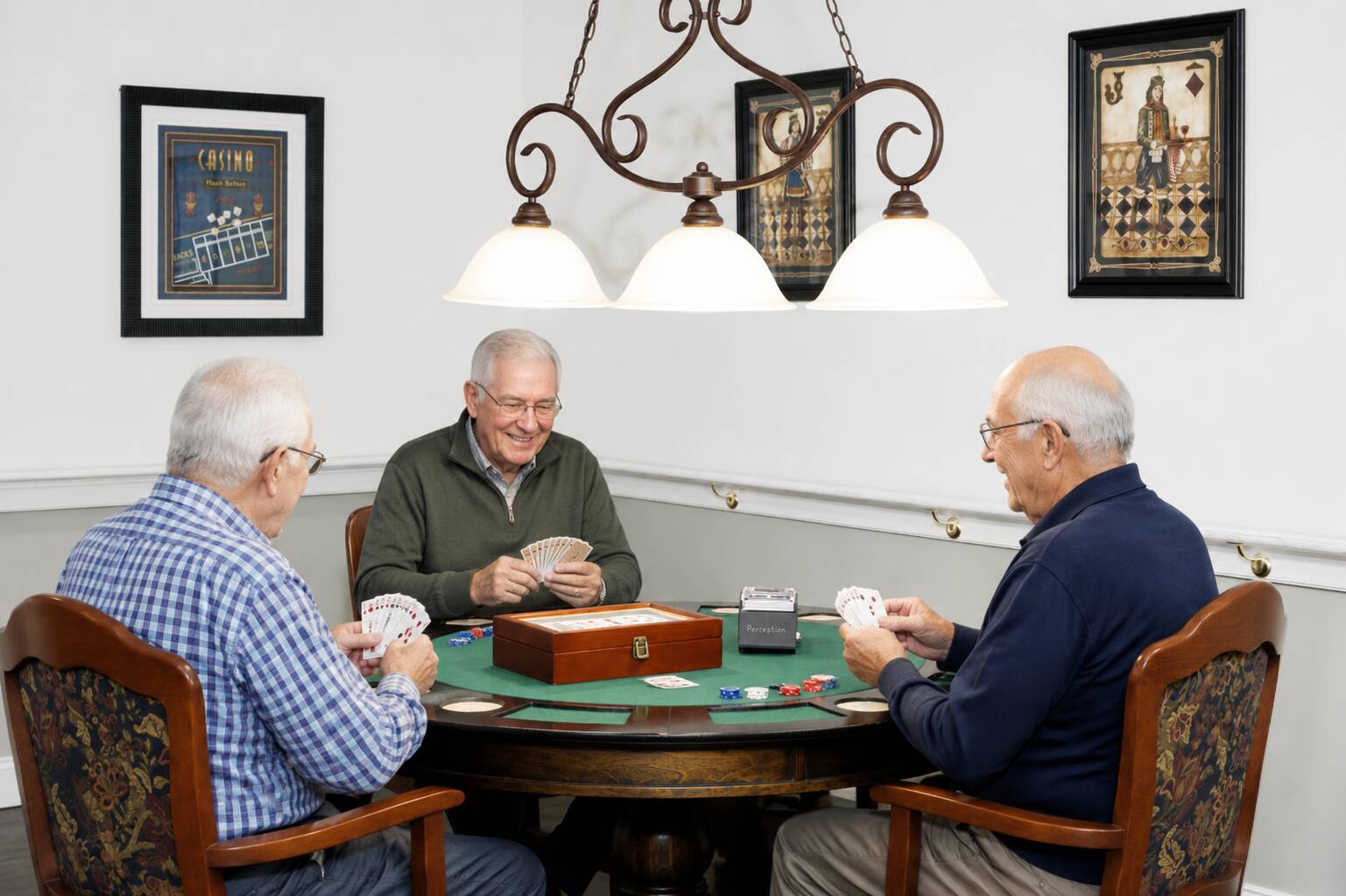 A group playing cards
